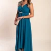 Abito casual, lunghezza asimmetrica, con dettagli decorativi, GRACIANA, blu petrolio