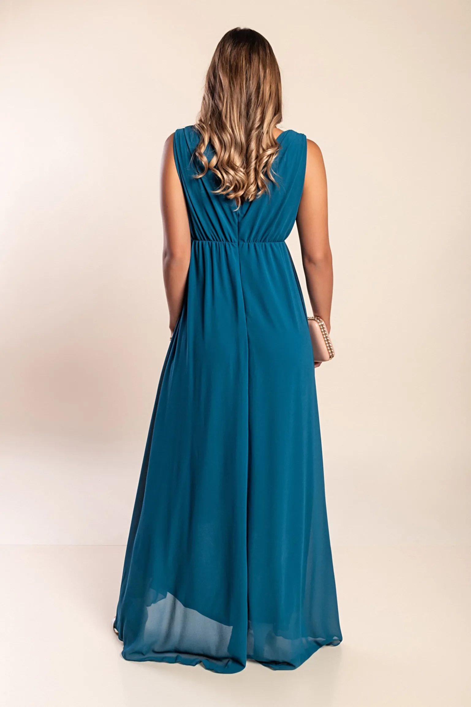 Abito casual, lunghezza asimmetrica, con dettagli decorativi, GRACIANA, blu petrolio