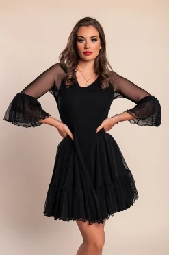 Abito corto in tulle, nero