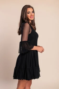 Abito corto in tulle, nero