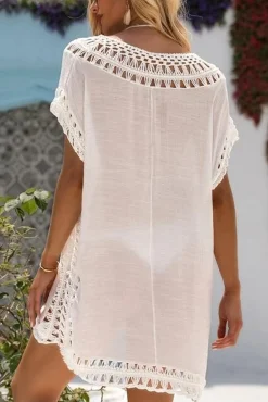 Abito da spiaggia in viscosa, bianco