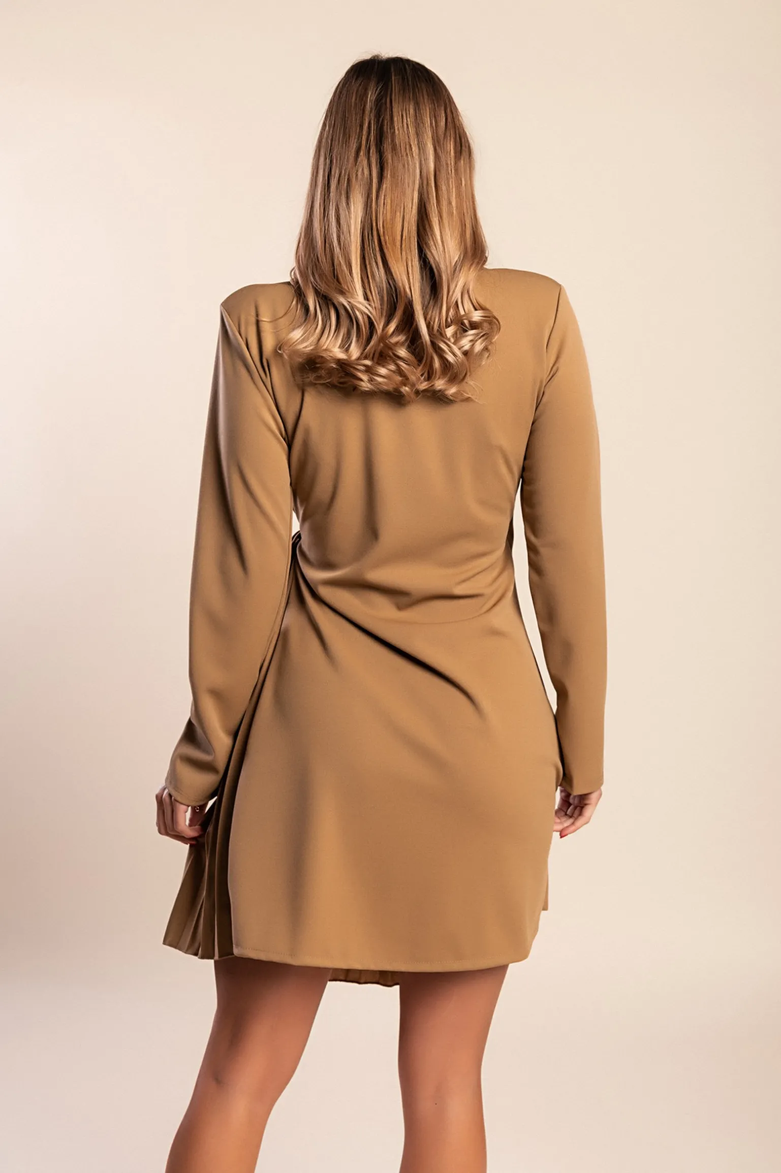 Abito elegante a chiusura ad incrocio Denver, marrone chiaro