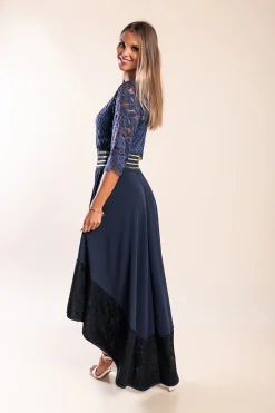 Abito elegante con pizzo Bianca, blu scuro