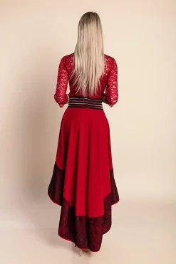 Abito elegante con pizzo Bianca, bordeaux