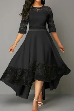 Abito elegante con pizzo Bianca, nero