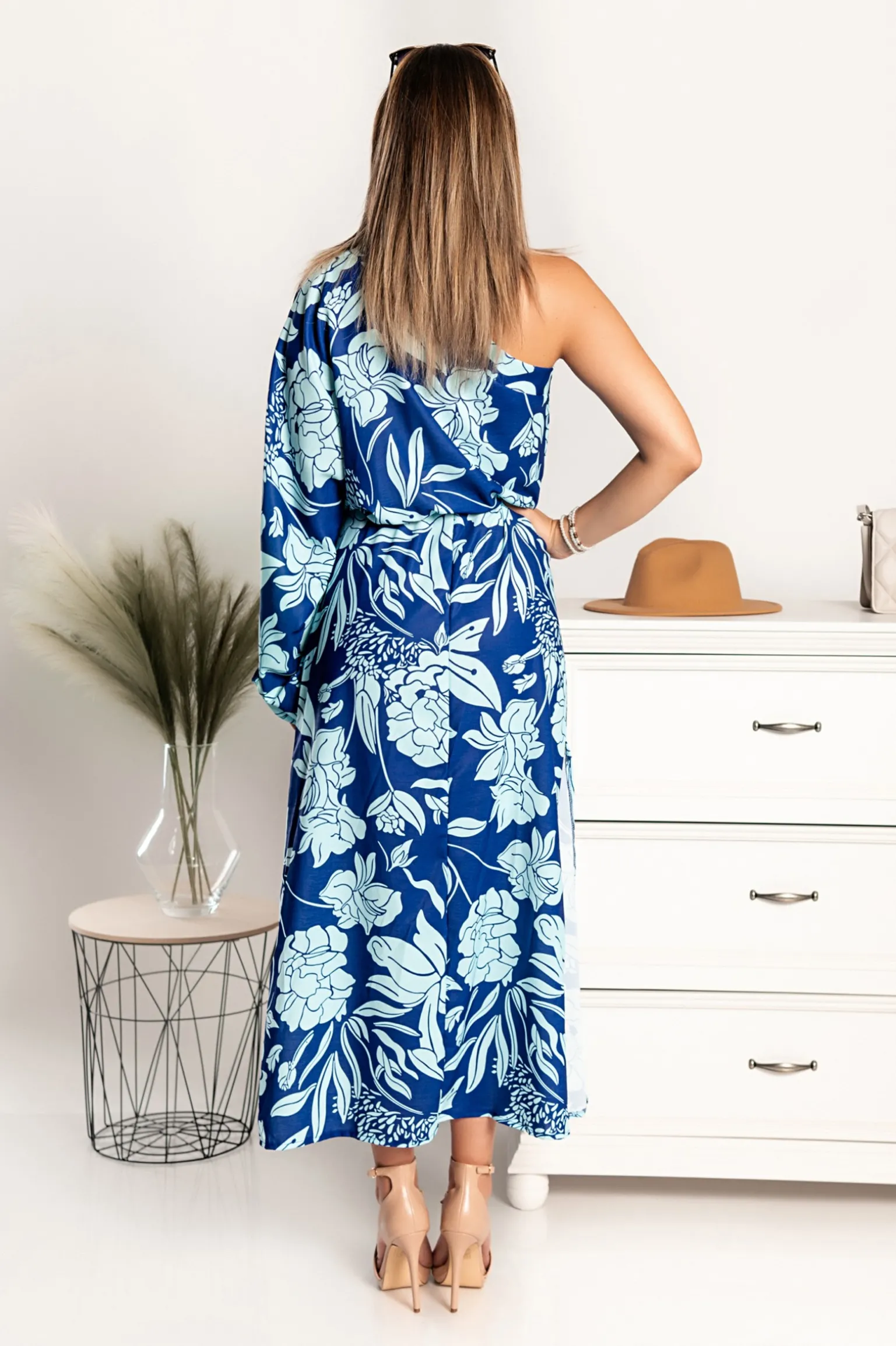 Abito lungo elegante con stampa Tiezza, Blu