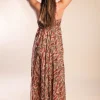 Abito maxi con stampa, multicolore