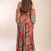 Abito maxi con stampa, multicolore