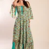 Abito maxi con stampa, multicolore