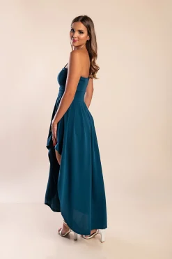 Abito maxi elegante, petrolio