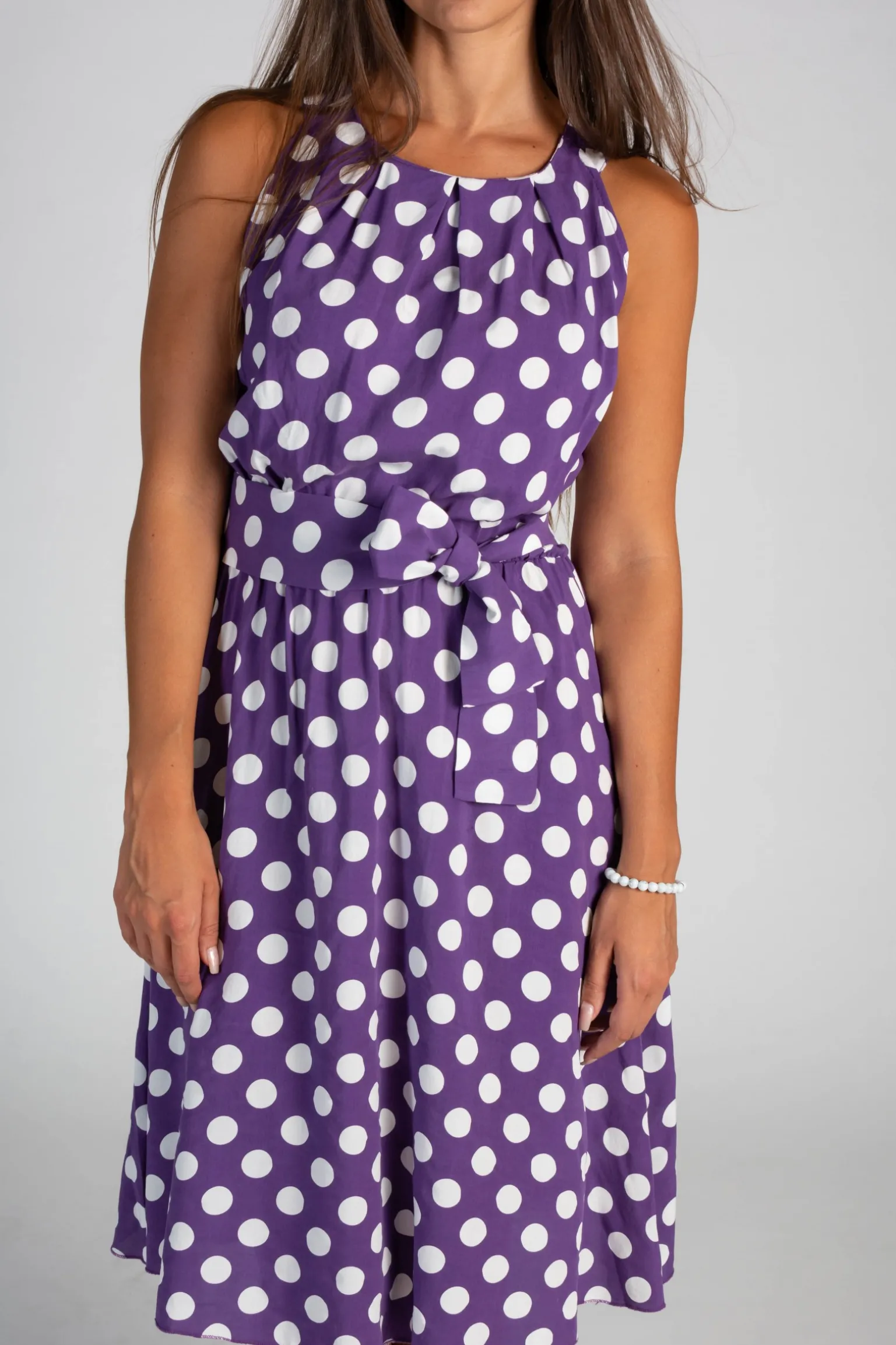 Abito midi con stampa pois Moulisha, lila