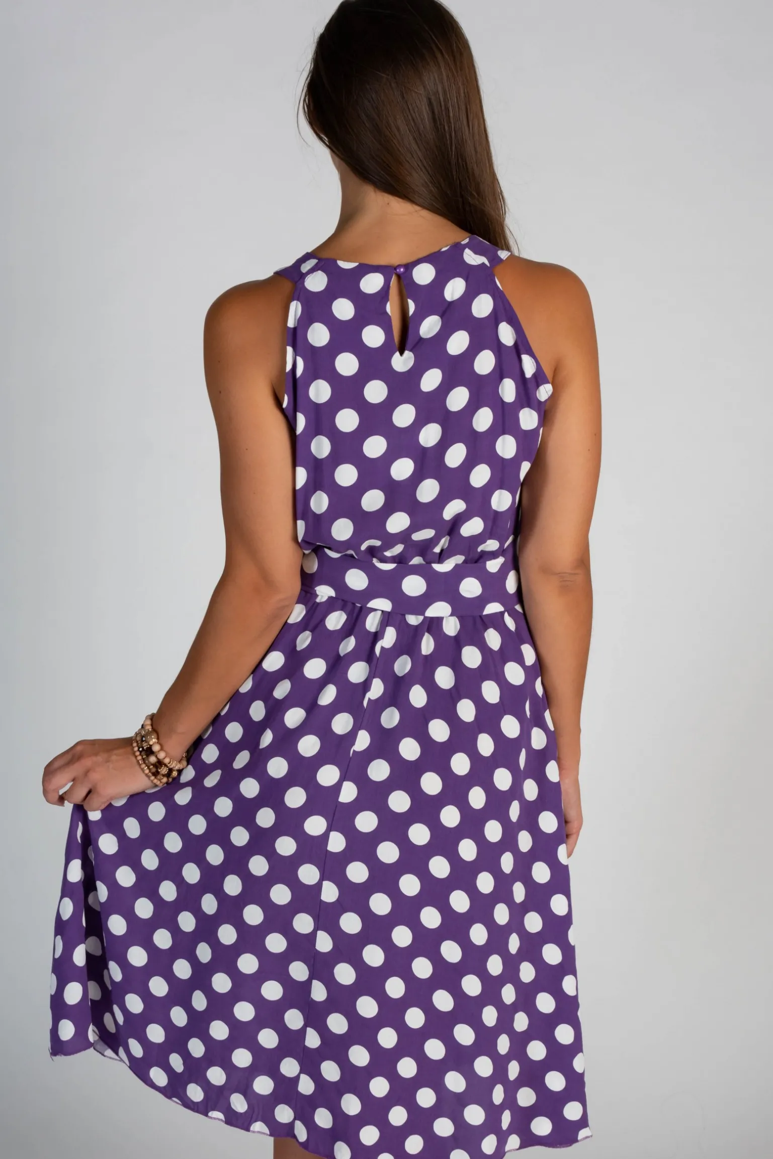 Abito midi con stampa pois Moulisha, lila