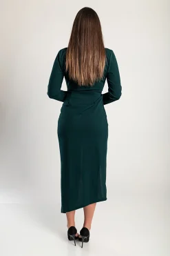 Abito midi elegante con volant e maniche a 3/4 Brynlee, verde scuro