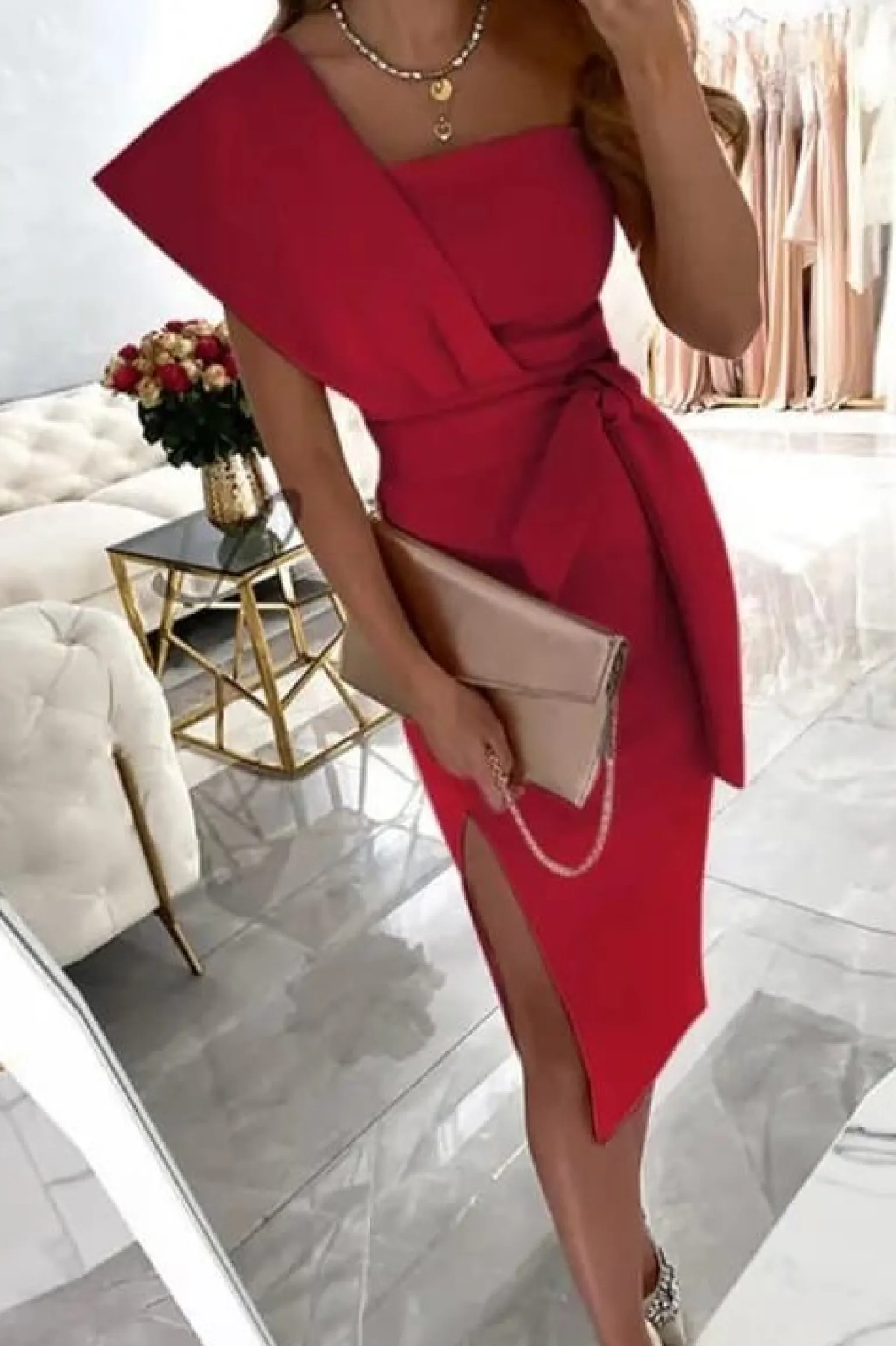Abito midi elegante Triona, rosso