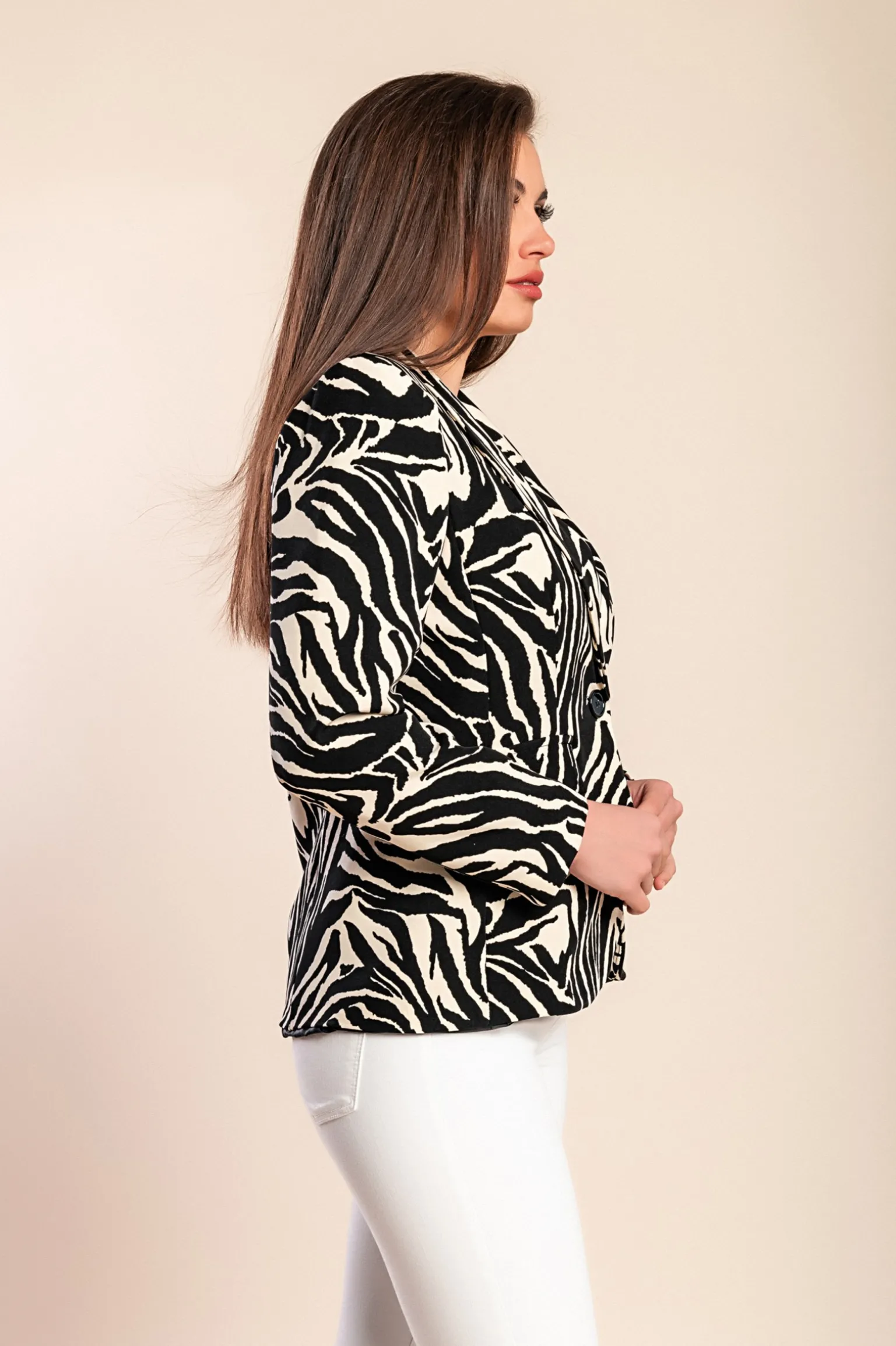 Blazer con colletto classico, nero/beige