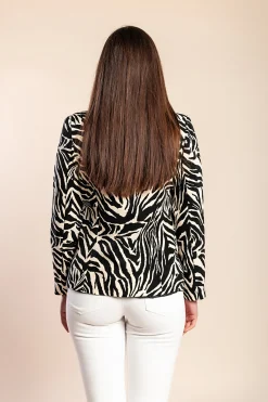 Blazer con colletto classico, nero/beige
