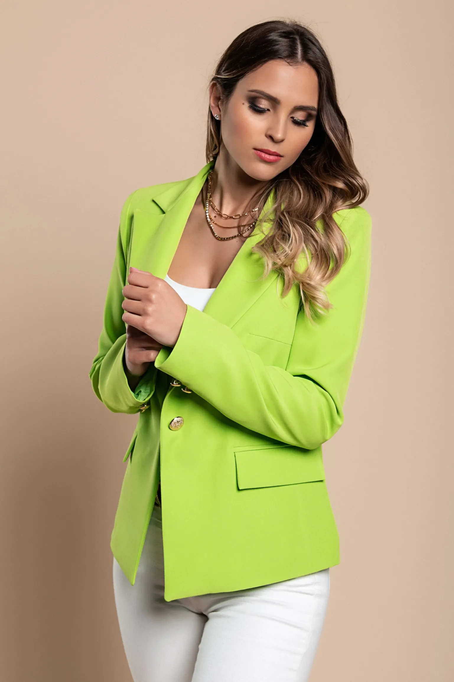 Blazer con collo classico, verde