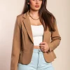 Blazer con collo classico Softina, cammello