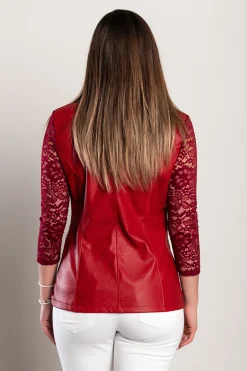 Blazer in ecopelle con pizzo Amalfi, bordeaux