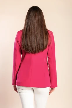 Blazer lungo con collo classico, fucsia