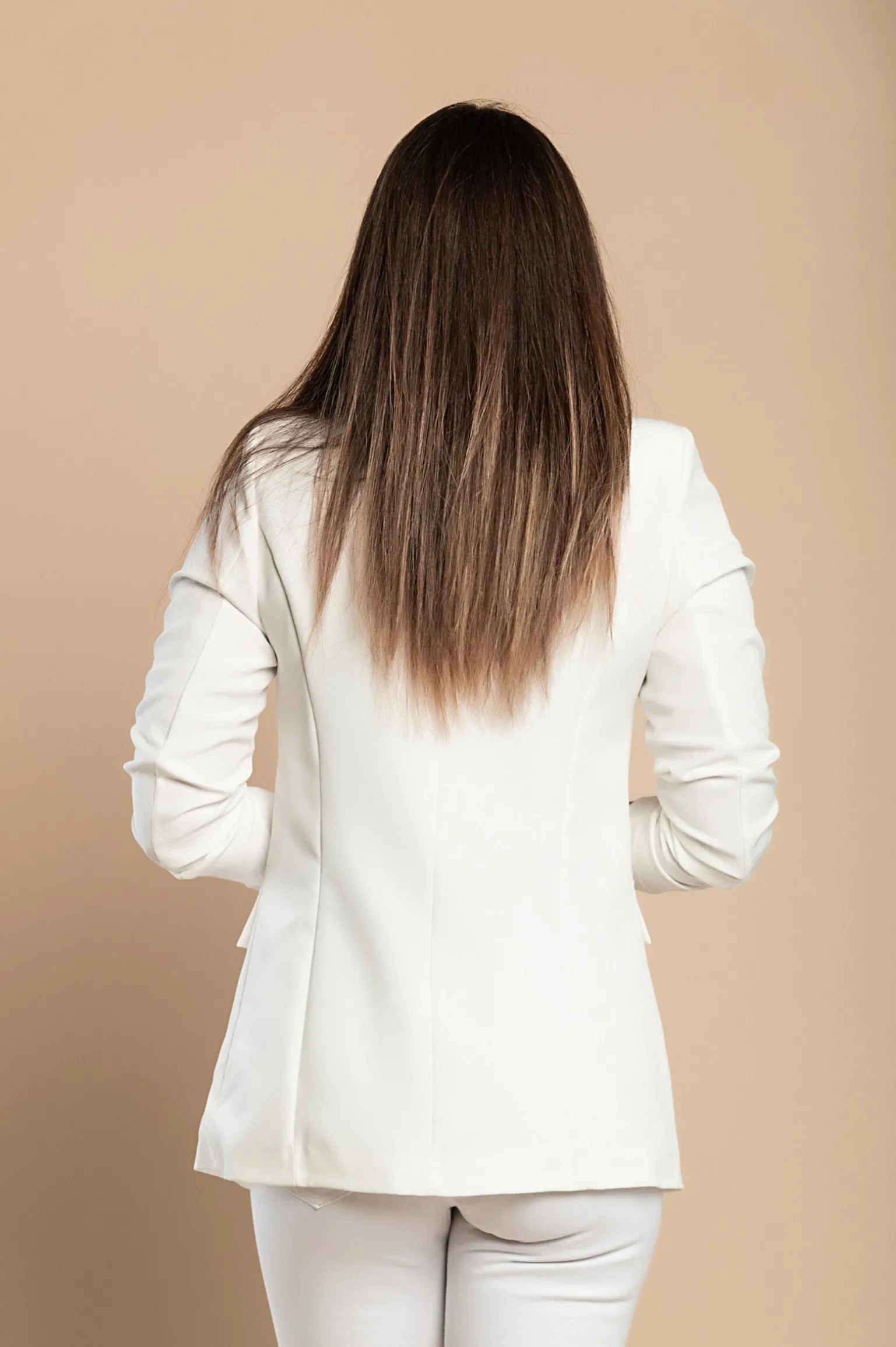 Blazer lungo con scollatura classica Turina, bianco
