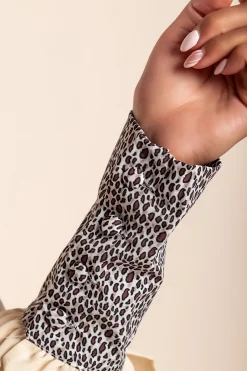 Blusa elegante con stampa leopardata Polina, beige