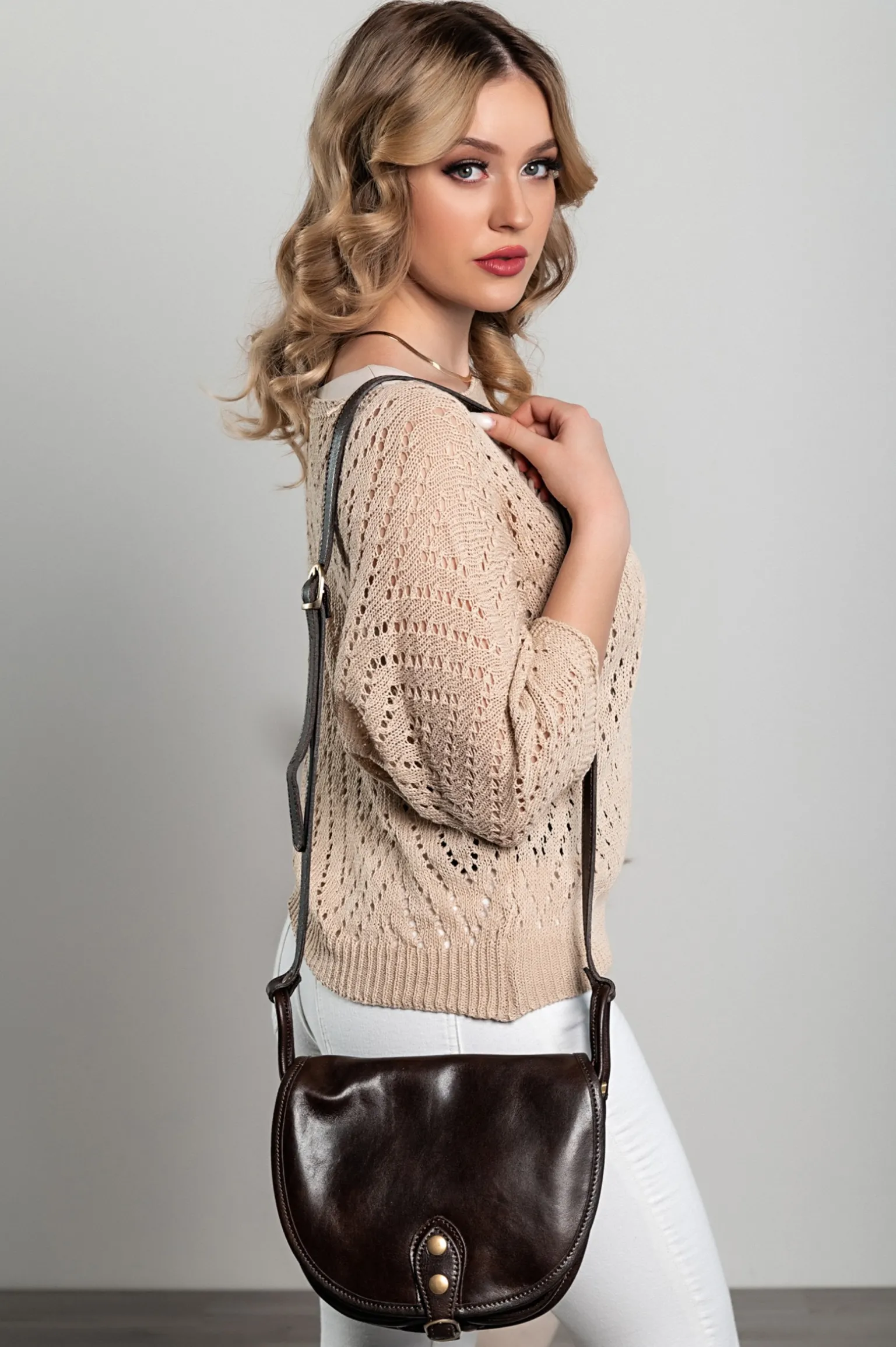 Borsa in pelle naturale "Nova", moro