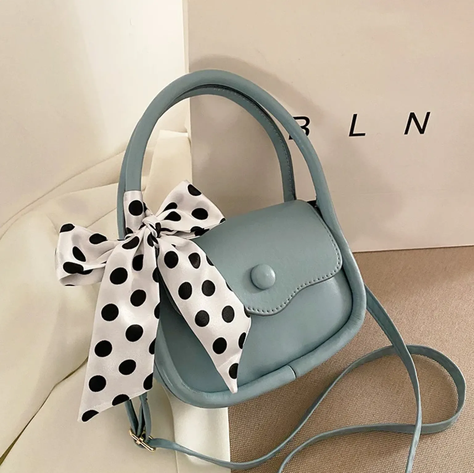Borsa piccola con fiocco, ART2260, blu