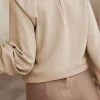 Camicia elegante con scollo rotondo, color kaki