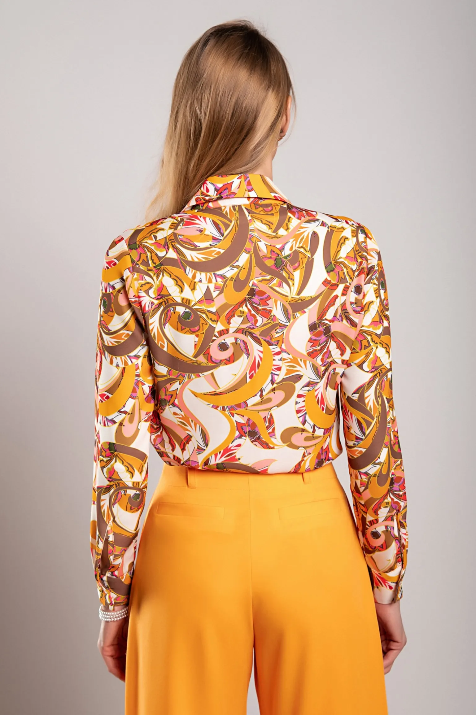 Camicia elegante con stampa, arancione