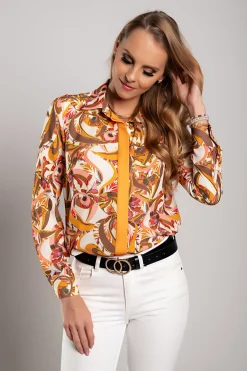 Camicia elegante con stampa, arancione