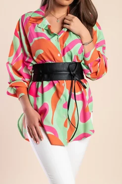 Camicia lunga con stampa, multicolore