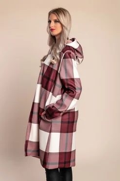 Cappotto a quadri, bordeaux