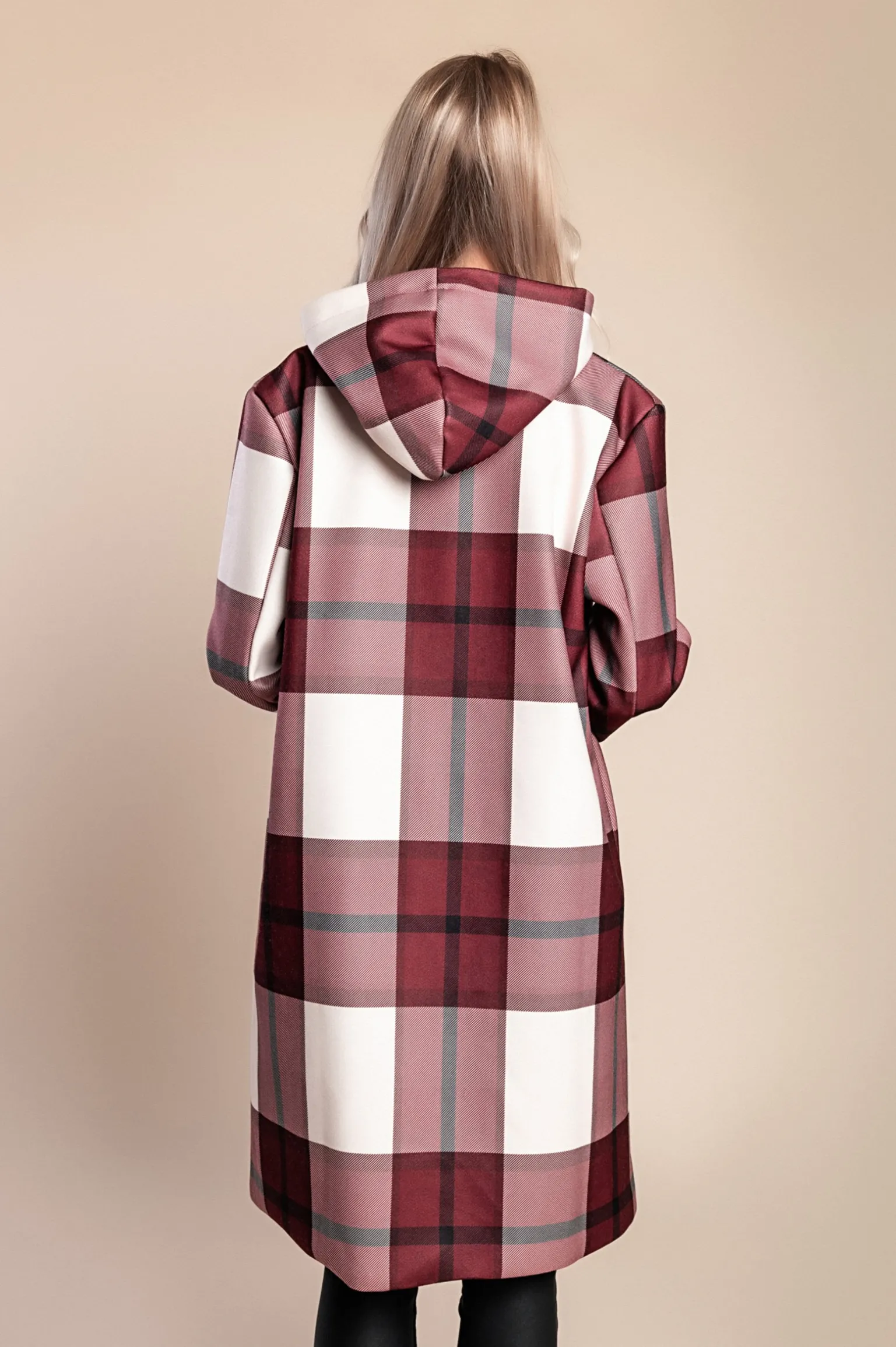 Cappotto a quadri, bordeaux