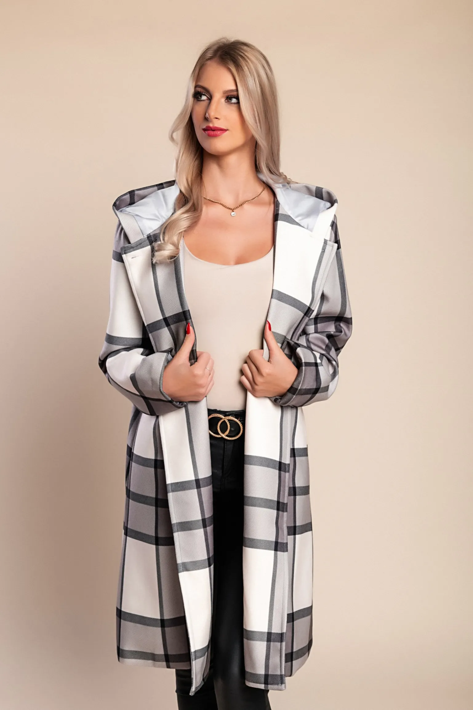 Cappotto a quadri, grigio