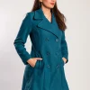 Cappotto elegante con bottoni, petrolio