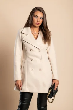 Cappotto elegante con bottoni, beige
