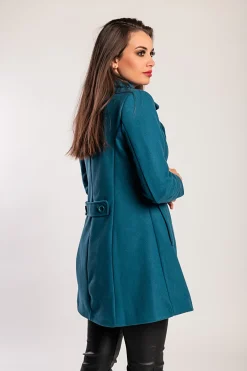 Cappotto elegante con bottoni, petrolio