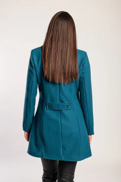 Cappotto elegante con bottoni, petrolio