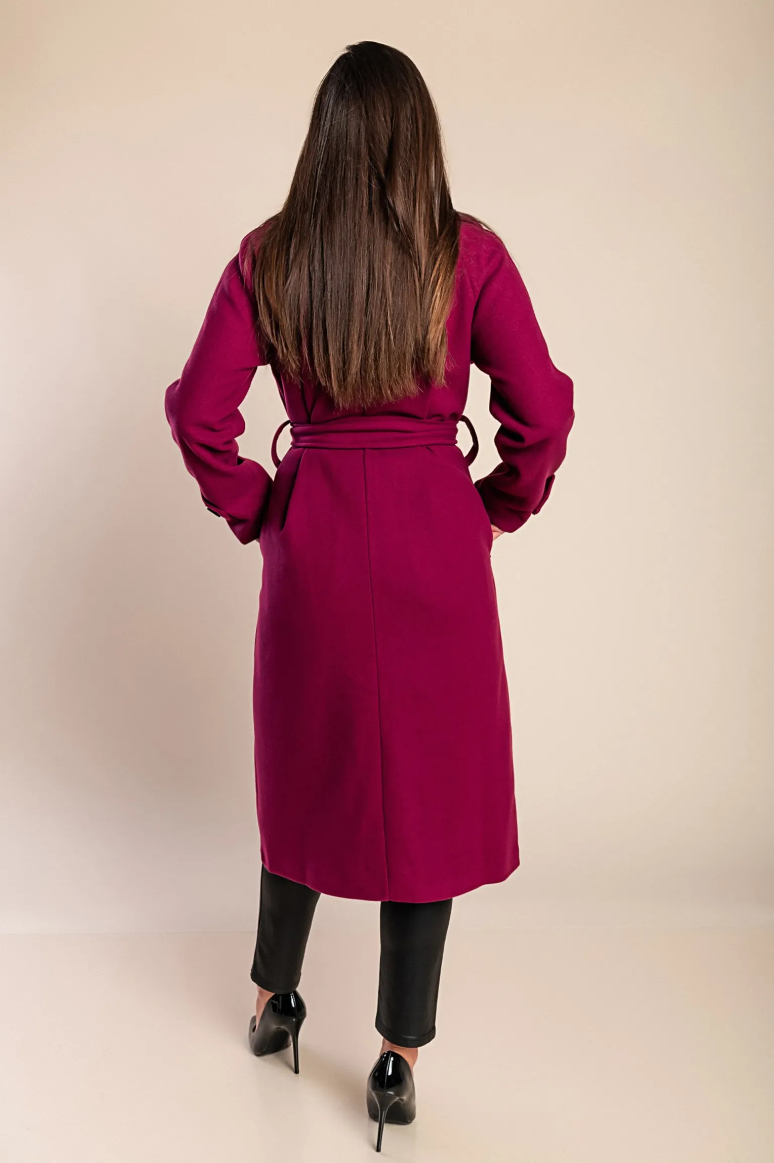 Cappotto elegante con bottoni, fucsia
