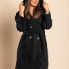 Cappotto elegante con cappuccio, nero