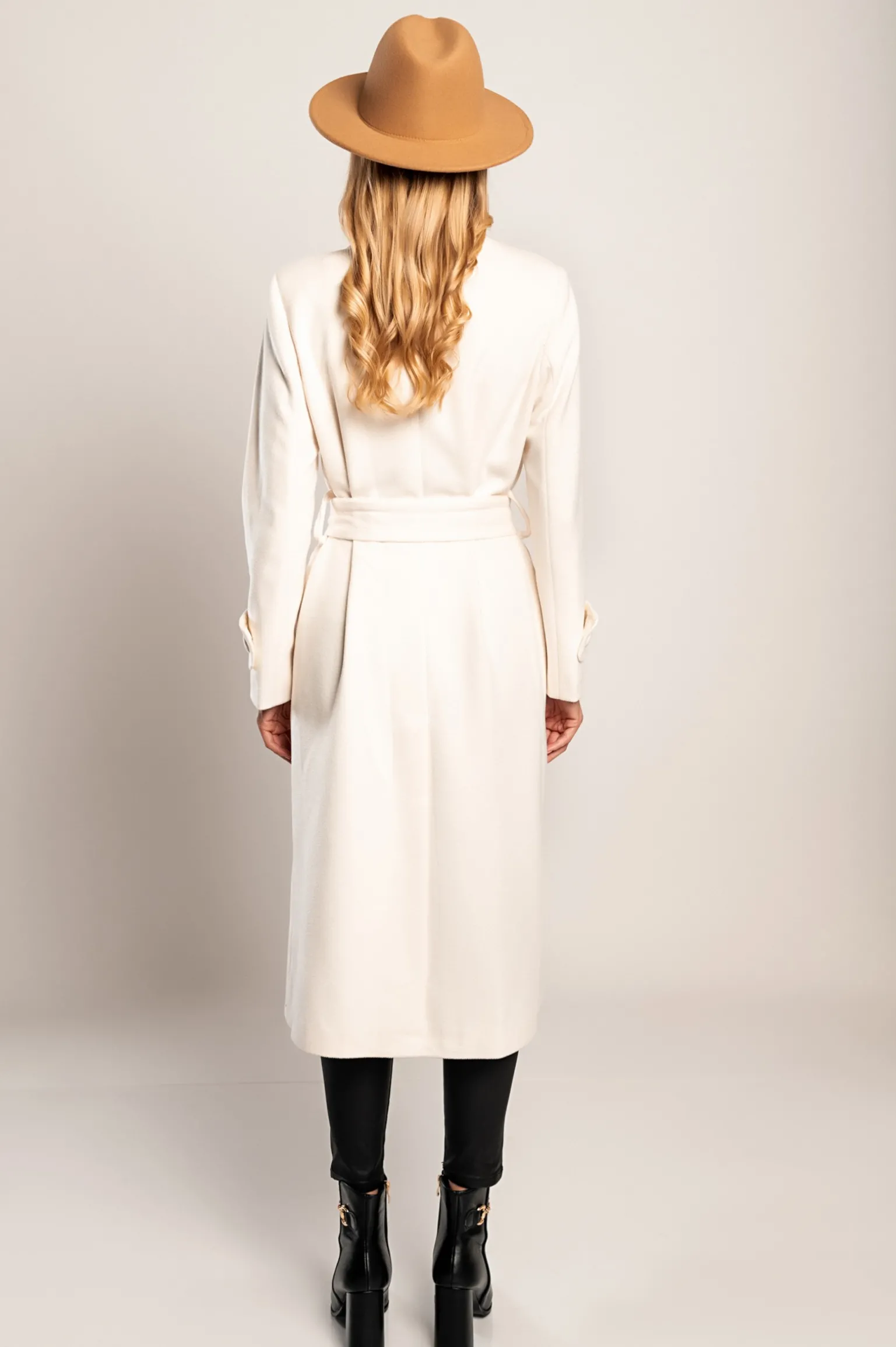 Cappotto lungo elegante Canossa, panna