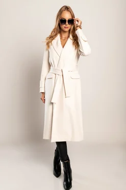 Cappotto lungo elegante Canossa, panna