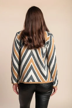 Cardigan in maglia con bottoni, beige/grigio/bianco