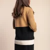 Cardigan in maglia stampata, Cammello/nero/bianco