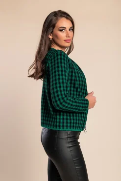 Cardigan lavorato a maglia con motivo a quadri, verde