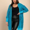 Cardigan lavorato a maglia con stampa Pepita, Blu