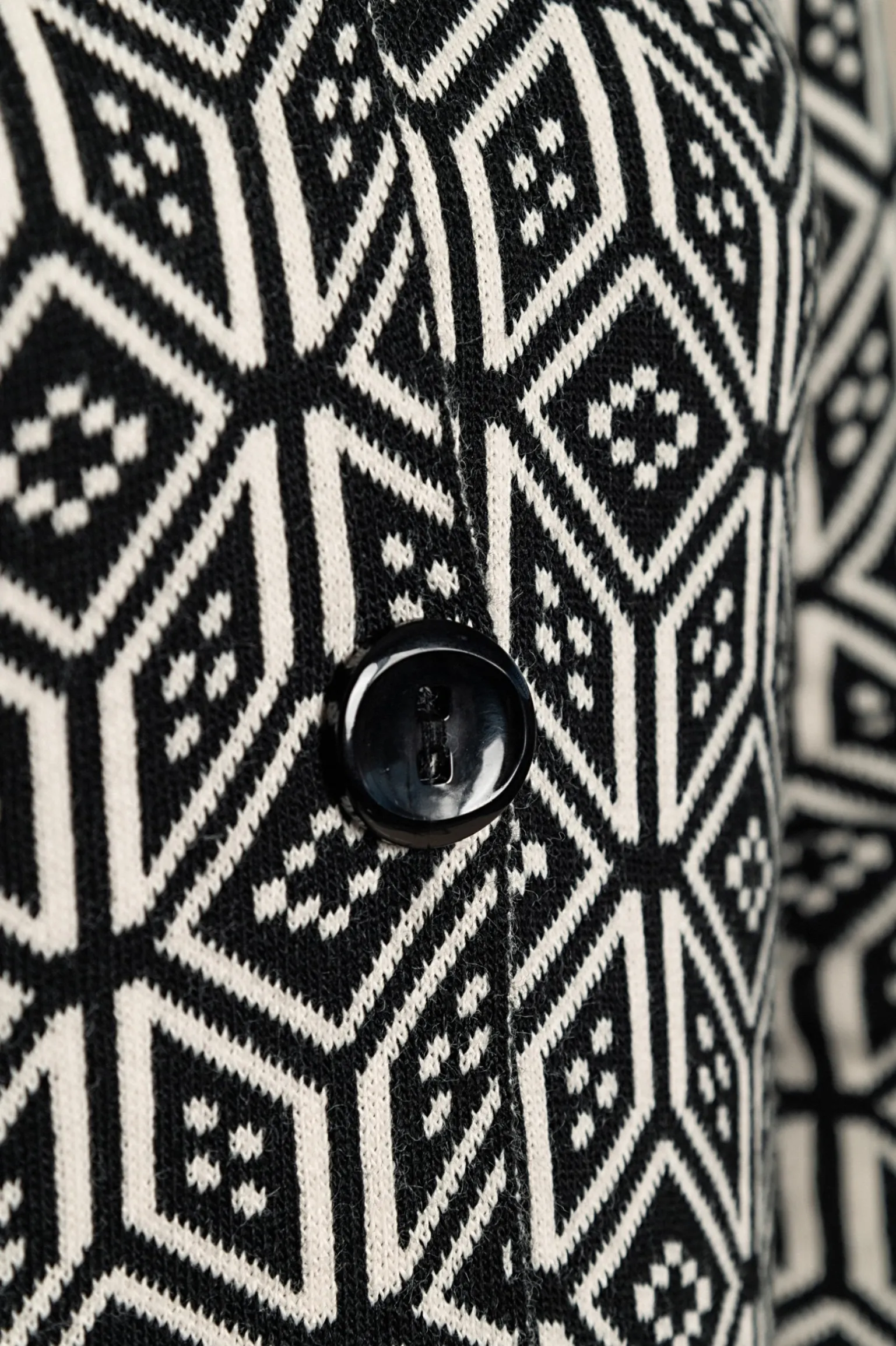 Cardigan lavorato a maglia fantasia, nero/bianco