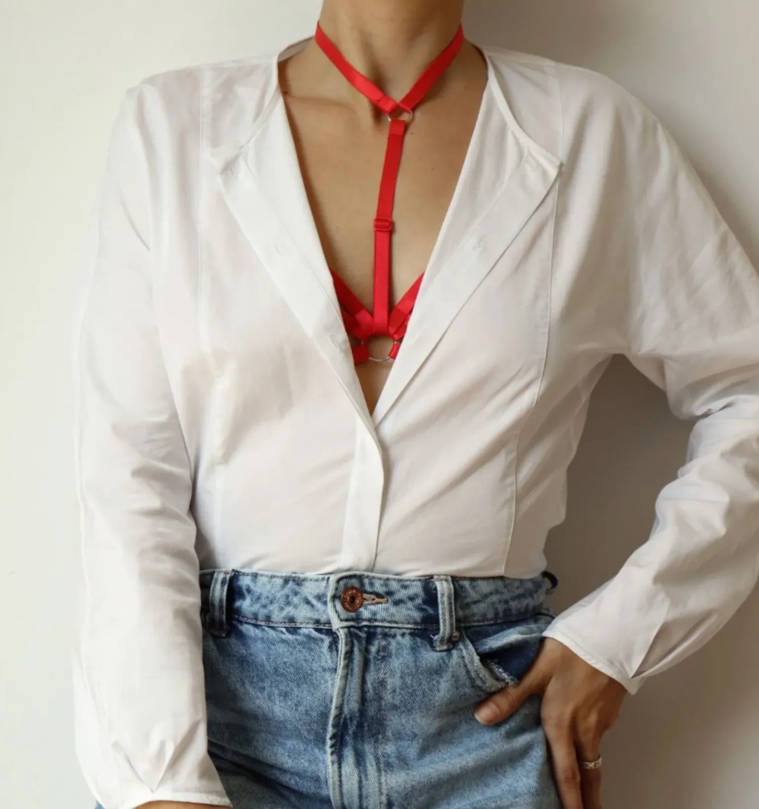 Cintura a bretella - Reggiseno con spalline elastiche, ART2302, rosso
