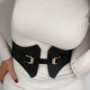 Cintura larga in pelle artificiale, nera